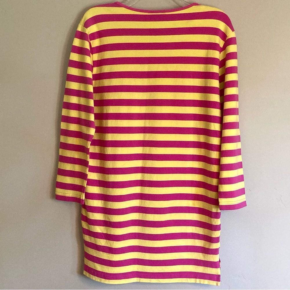 Vintage Lilly Pulitzer Mod Striped Shift Dress Elbow Sleeves Pink Yellow Size S - Picture 7 of 11